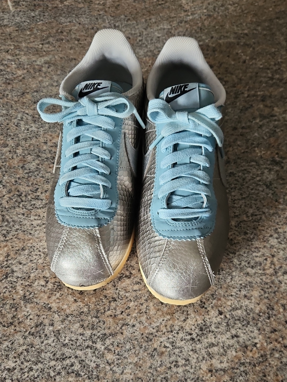 Nike Classic Cortez Leather Premium Python Pack Metallic Silver Women’s 9 Retro